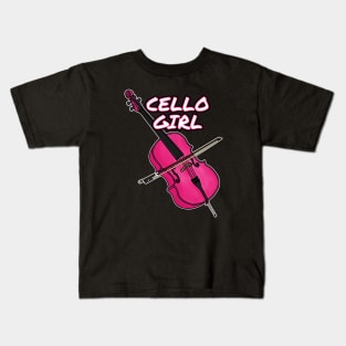 Cello Girl Female Cellist String Quartet Funny Kids T-Shirt